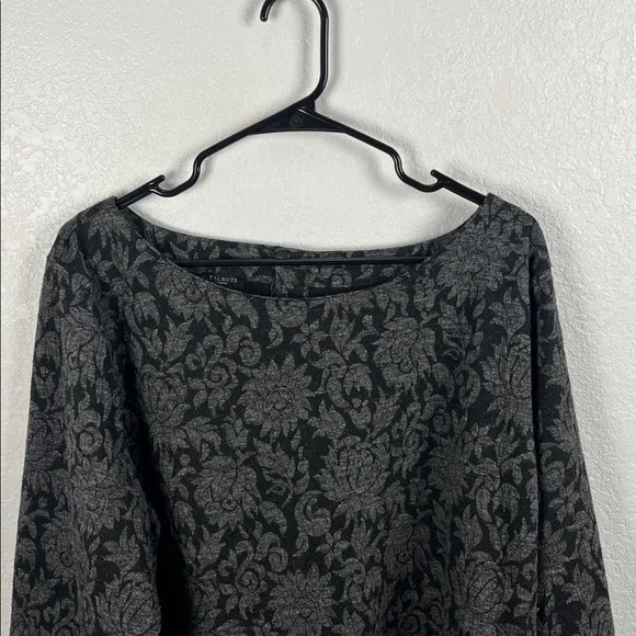 Talbots Shirt Women 3X Gray Floral Palampore Jacquard Tapestry Button Back Tunic - Picture 6 of 9